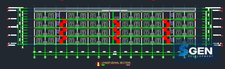 Structural longitudinal section design drawing